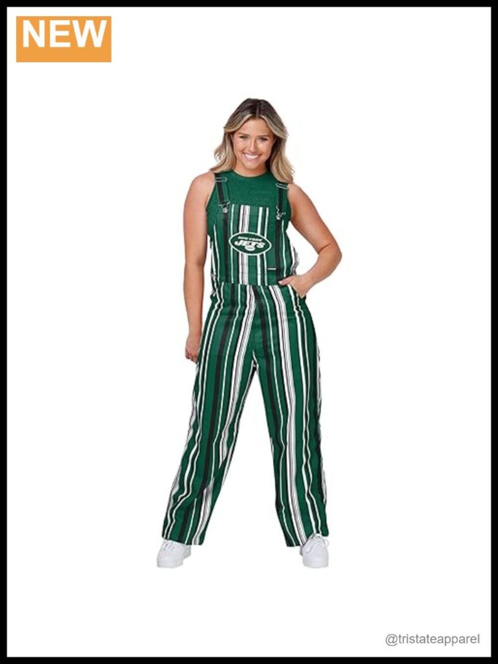 NFL Team Logo Hyper Stripe Bib Overalls Woven Polyester Canvas